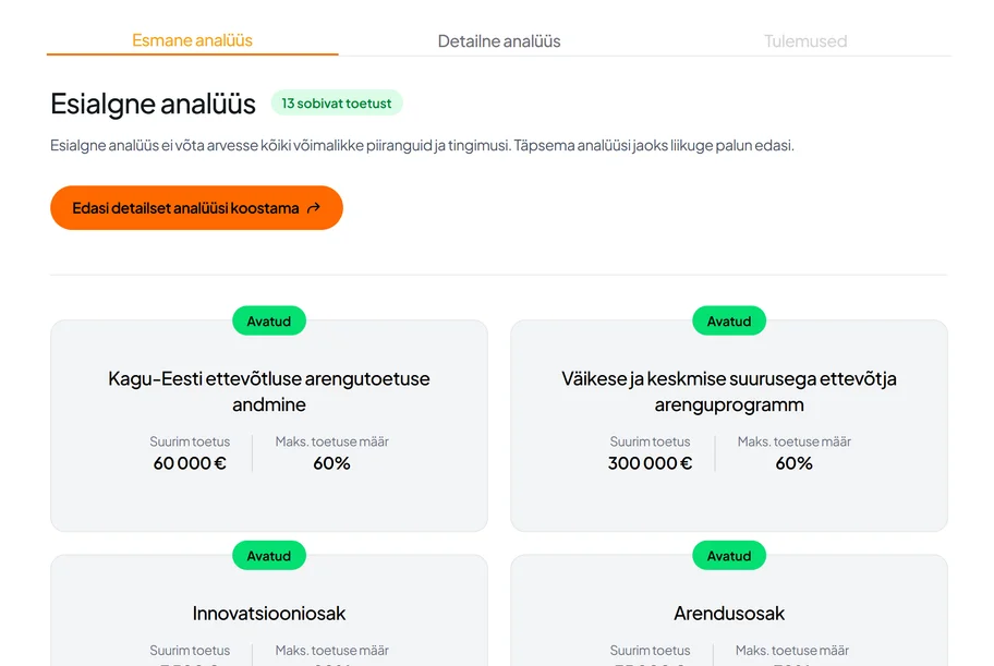 Ettevõttele sobivate EU toetusmeetmete leidmine